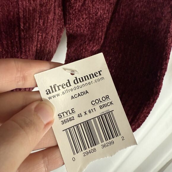 New Alfred Dunner Acadia Sweater Women's Large Chenille Knit Full Zip Brick Red - Picture 4 of 11